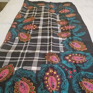 Diane von Furstenberg  100%silk scarf multicolor predominant color black.